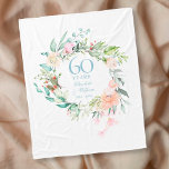 Couverture Polaire 60e anniversaire du Mariage Diamond Floral Garland<br><div class="desc">Doté d'une délicate guirlande florale d'aquarelle,  ce chic manteau en toison de 60e anniversaire de mariage peut être personnalisé avec vos informations spéciales d'anniversaire dans une élégante typographie bleu diamant. Conçu par Thisisnotme©</div>