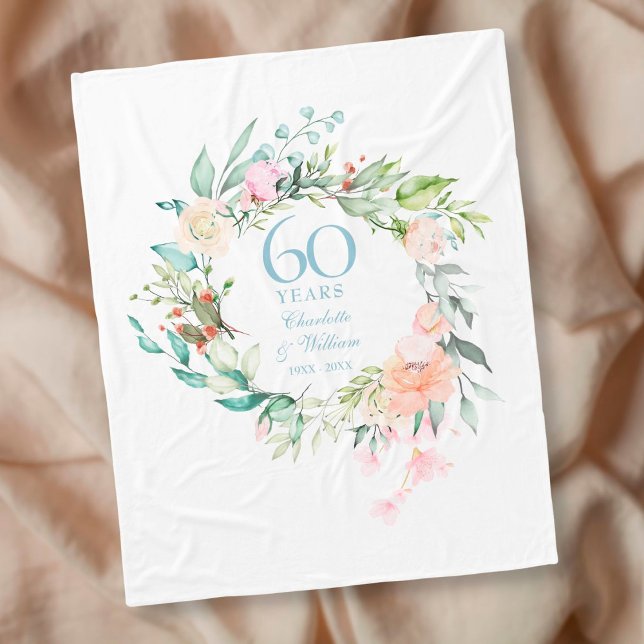 Couverture Polaire 60e anniversaire du Mariage Diamond Floral Garland (Créateur téléchargé)