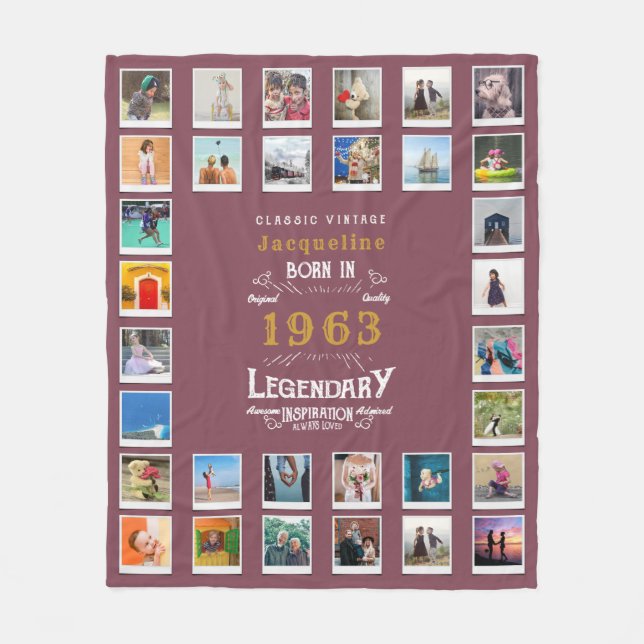 Couverture Polaire 60e anniversaire Modèle photo mère grand-mère Fl (Devant)