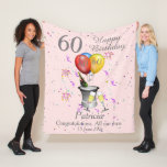 Couverture Polaire 60th Birthday Celebration Pink Fleece Blanket<br><div class="desc">A stylish 60th Happy birthday age blanket. Features an ice bucket with a bottle of fizz, flute glasses, balloons and confetti all on a pale pink background with silver colored text. Perfect as a gift to celebrate a 60th birthday, something that they can cherish and snuggle up with, Can be...</div>