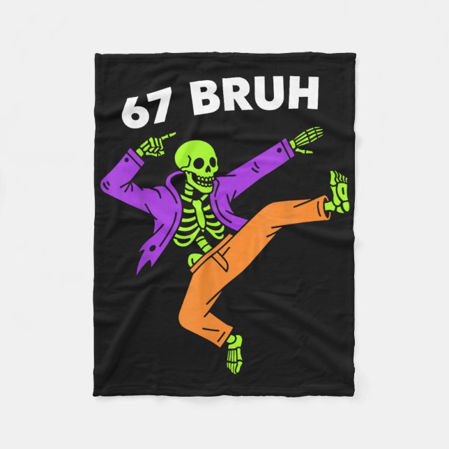 Couverture Polaire 67 Bruh Halloween Dabbing Skeleton Meme 6 7 Number (Devant)