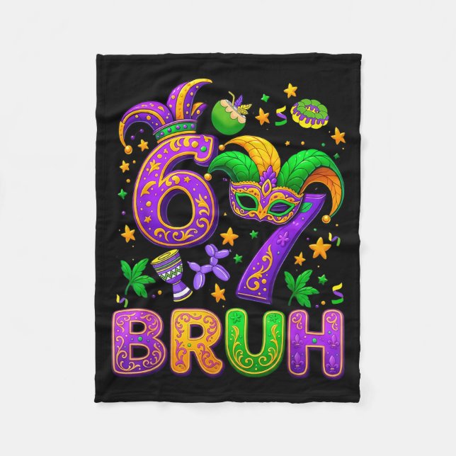 Couverture Polaire 67 Bruh Mardi Gras Jester Mask New Orleans  (Devant)