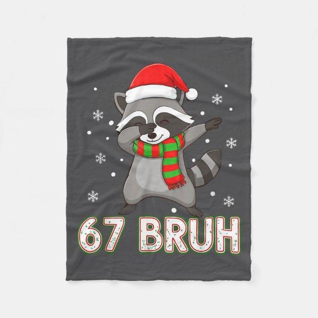 Couverture Polaire 67 Bruh Six Seven Meme Raccoon Christmas Kids Boys (Devant)