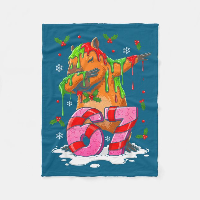 Couverture Polaire 67 Christmas Funny 67 Brainrot Youth Kids Capybara (Devant)