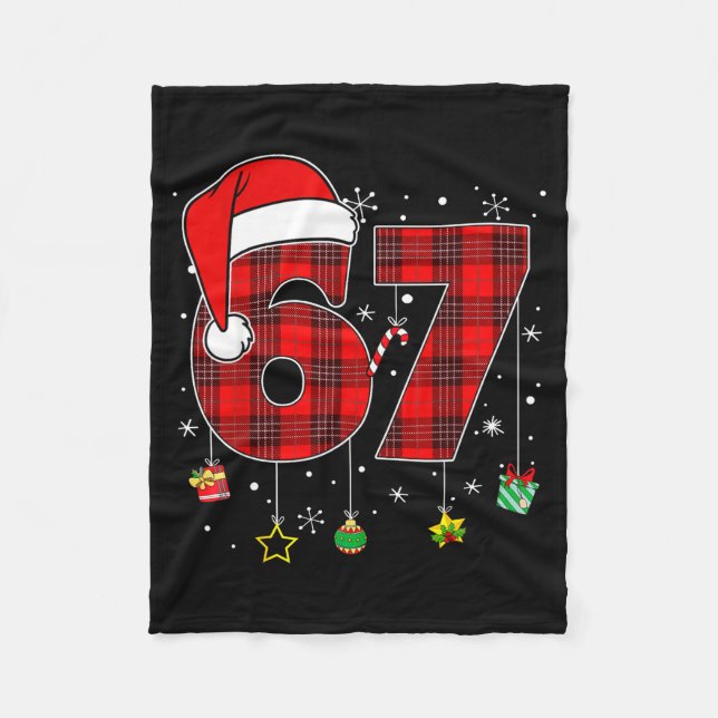 Couverture Polaire 67 Christmas Plaid Santa Hat Funny Family Matching (Devant)