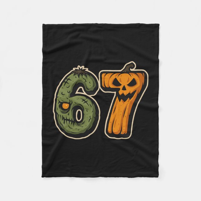 Couverture Polaire 67 Citrouille Zombie Six Sept Mème Halloween (Devant)