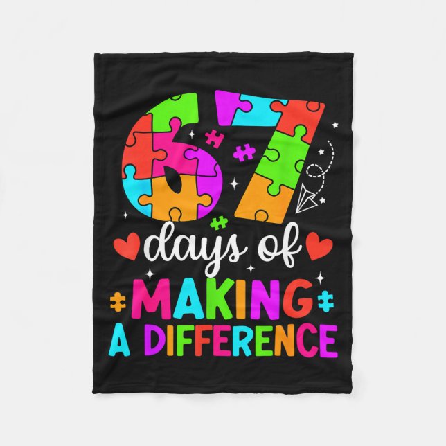 Couverture Polaire 67 Days Of Making A Difference Funny Teacher Stude (Devant)