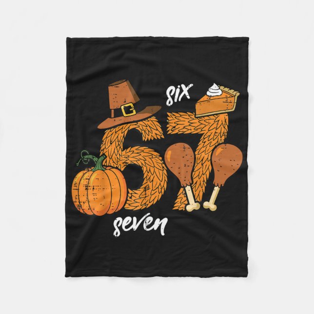Couverture Polaire 67 Dinde de Thanksgiving Drôle 6 7 Mème Six Sept B (Devant)