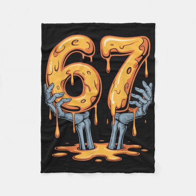 Couverture Polaire 67 Drip Drôle de squelette Halloween 67 Mème de cr (Devant)