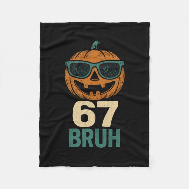 Couverture Polaire 67 Halloween Bruh Citrouille 6-7 Meme Génération A (Devant)