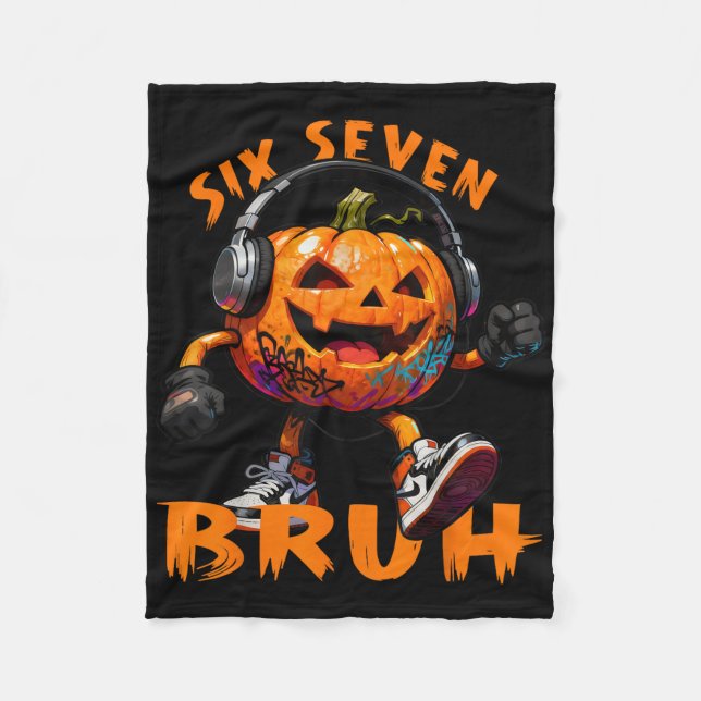 Couverture Polaire 67 Halloween Drôle Six Sept Mème Brainrot Citrouil (Devant)