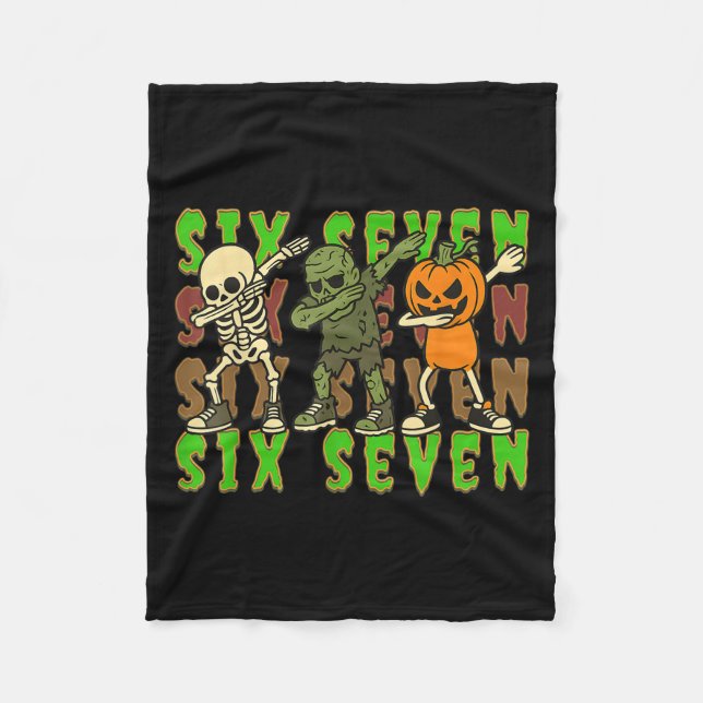 Couverture Polaire 67 Halloween Meme Six Seven squelette zombie Dabbi (Devant)