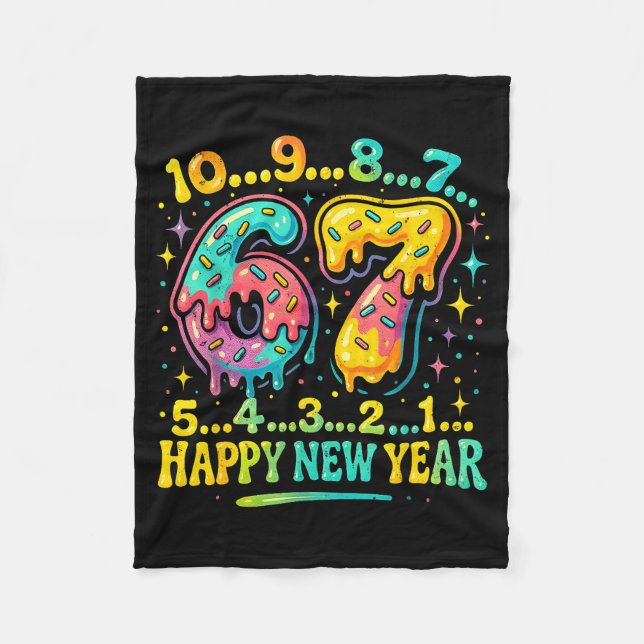Couverture Polaire 67 Meme Countdown Happy New Year Funny Drip Number (Devant)