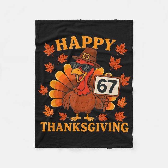 Couverture Polaire 67 Meme Joyeux Thanksgiving Dinde Drôle Six Sept  (Devant)