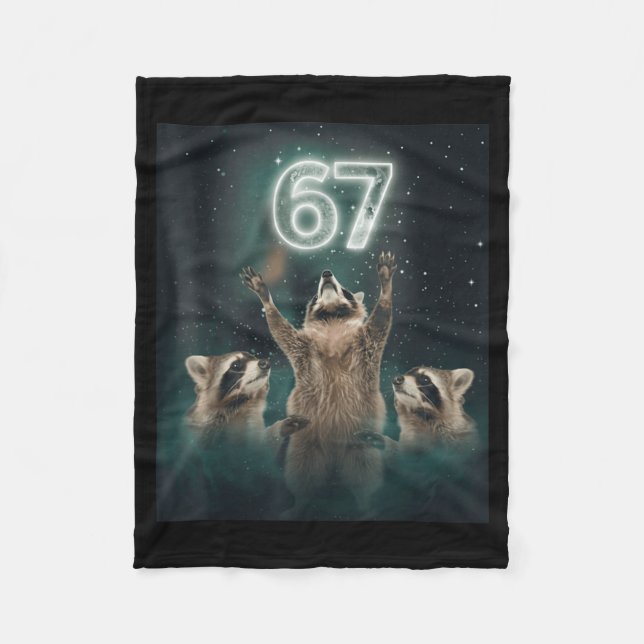 Couverture Polaire 67 Meme Raccoon Howling At The Moon 6 7 Funny Weir (Devant)