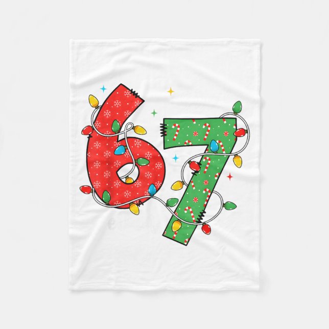 Couverture Polaire 67 Meme Six Seven Brain Rot 6-7 Christmas Lights F (Devant)