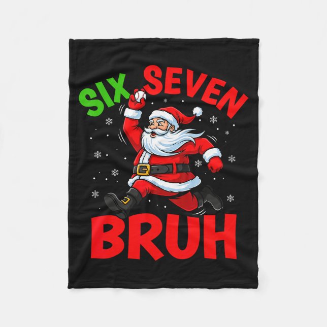 Couverture Polaire 67 Meme Six Seven Bruh Père Noël Baseball Drôle No (Devant)