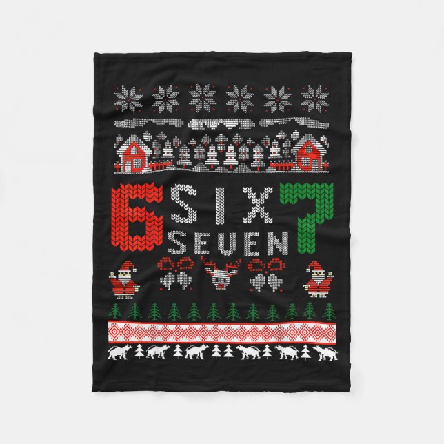 Couverture Polaire 67 Meme Six Seven Christmas Ugly Sweater For Kids  (Devant)