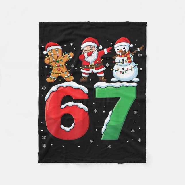 Couverture Polaire 67 Meme Six Seven Santa en dab 6 7 Noël drôle (Devant)