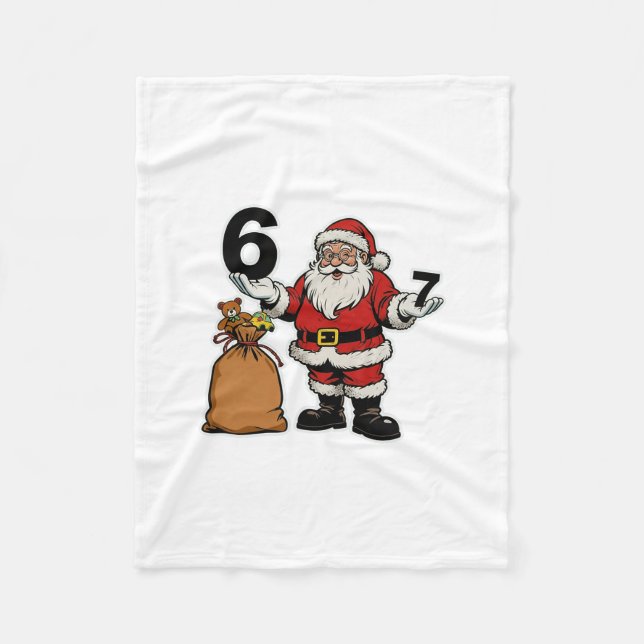 Couverture Polaire 67 Noël Drôle Six Sept Mème Brainrot Père Noël C (Devant)
