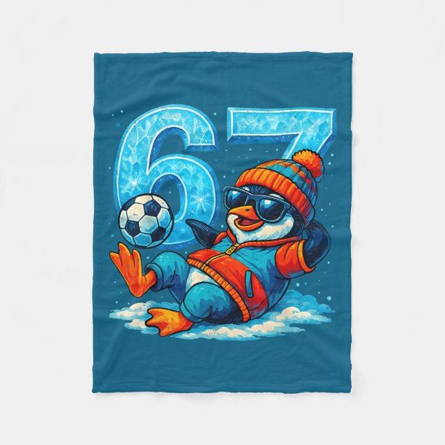 Couverture Polaire 67 Penguin Soccer Funny Winter Meme Gift  (Devant)