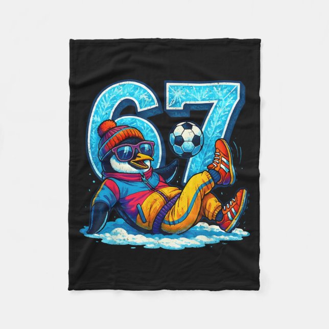 Couverture Polaire 67 Penguin Soccer Funny Winter Meme Gift  (Devant)