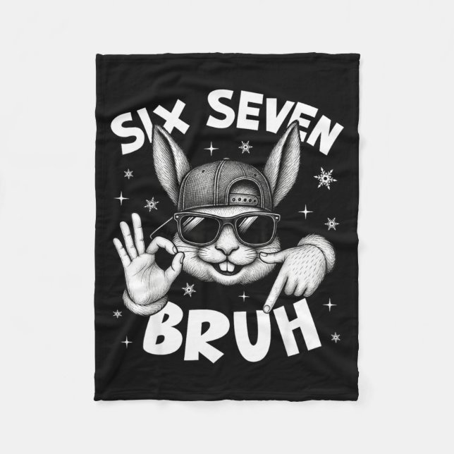 Couverture Polaire 67 Six Seven Bruh Cute Bunny Face With Sungles Eas (Devant)