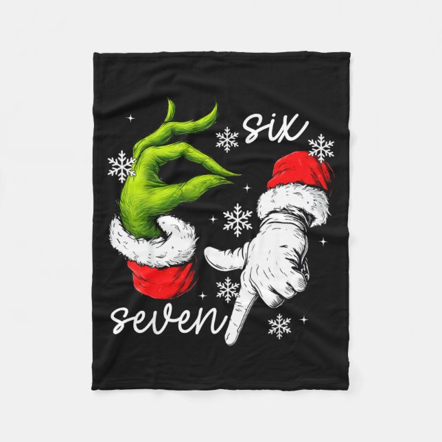 Couverture Polaire 67 Six Seven Meme Santa Hand Christmas Funny Gen A (Devant)