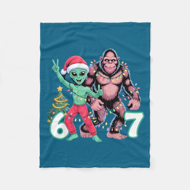 Couverture Polaire 6 7 Meme Christmas Alien Sasquatch Six Seven Fun  (Devant)