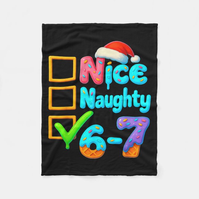 Couverture Polaire 6-7 Meme Nice Naughty 67 Christmas Brain Rot Funny (Devant)