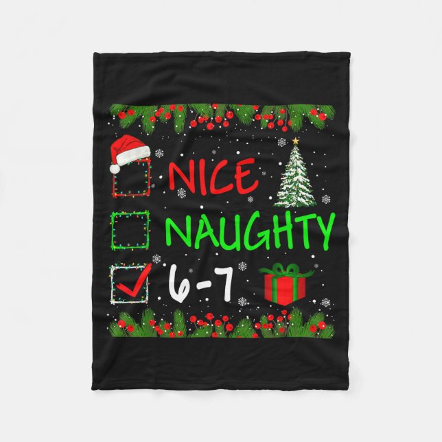 Couverture Polaire 6-7 Meme Nice Naughty 67 Christmas Santa Says  (Devant)