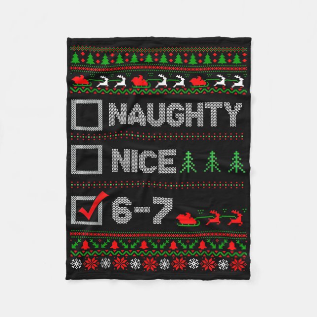 Couverture Polaire 6-7 Mème Nice Naughty 67 Noël Brain Rot Drôle (Devant)
