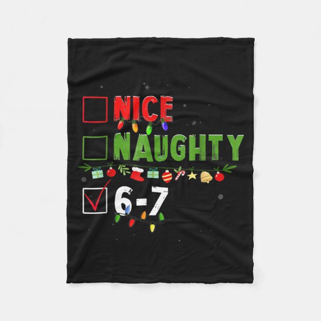Couverture Polaire 6-7 Mème Nice Naughty 67 Noël Brain Rot Drôle (Devant)