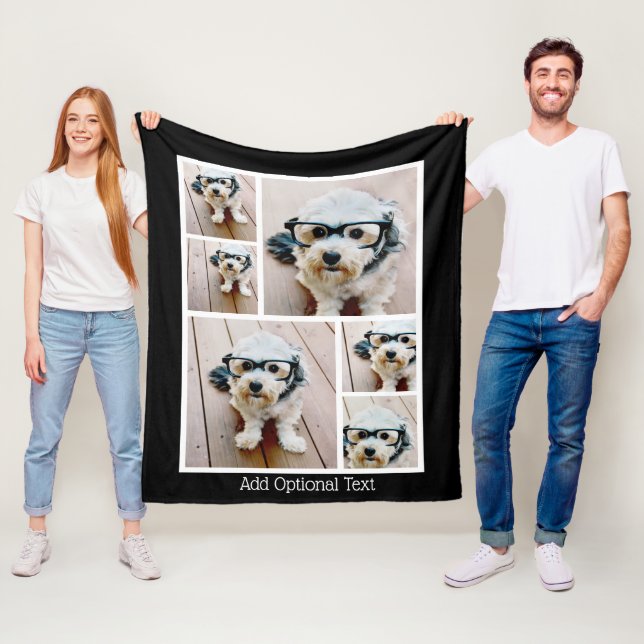 Couverture Polaire 6 Collage de photos Texte facultatif — arrière - p (En situation)