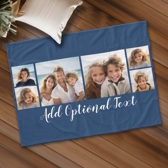 Couverture Polaire 6 Collage de photos Texte facultatif — CAN Edit Co (Custom Fleece Blanket - Add Photos and Text)