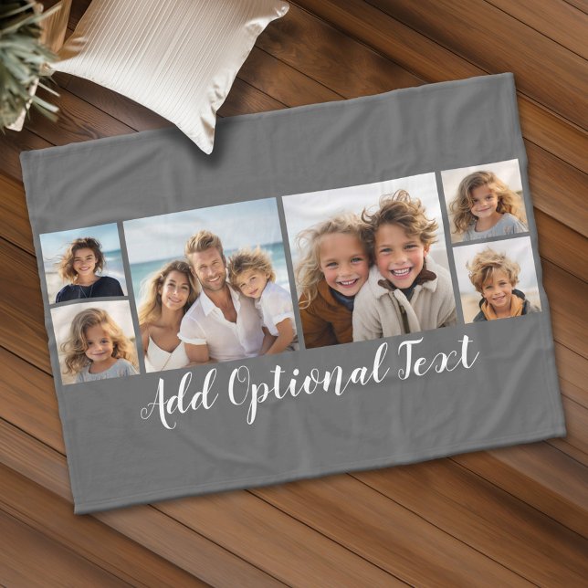 Couverture Polaire 6 Collage de photos -- Texte facultatif -- CAN Mod (Custom Fleece Blanket - Add Photos and Text)