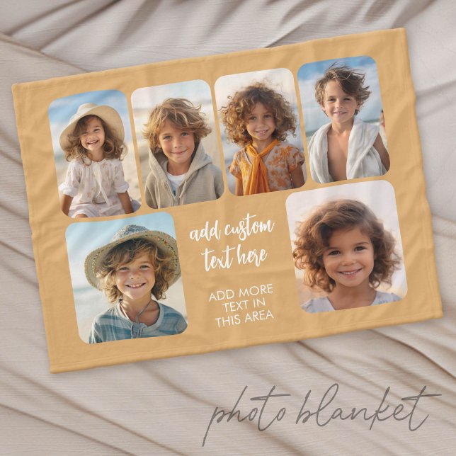 Couverture Polaire 6 Collage photo avec un script bounce tendance  (Custom Fleece Photo Blanket)
