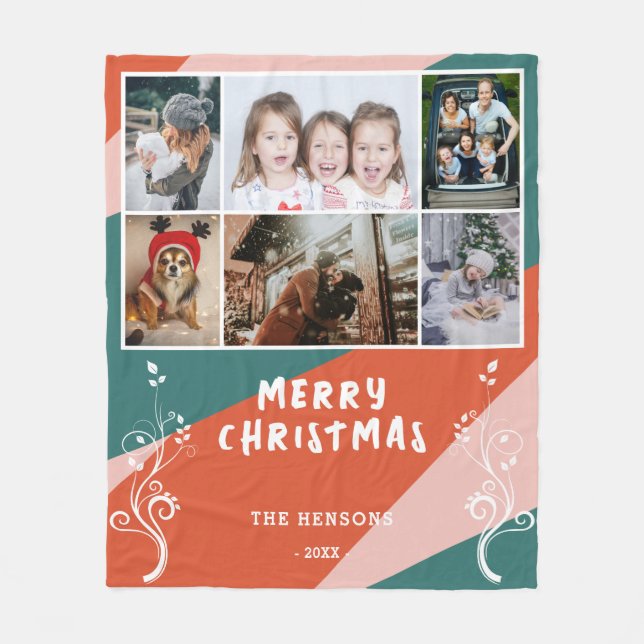 Couverture Polaire 6 Photo Collage Foliage Colorful Christmas Family (Devant)