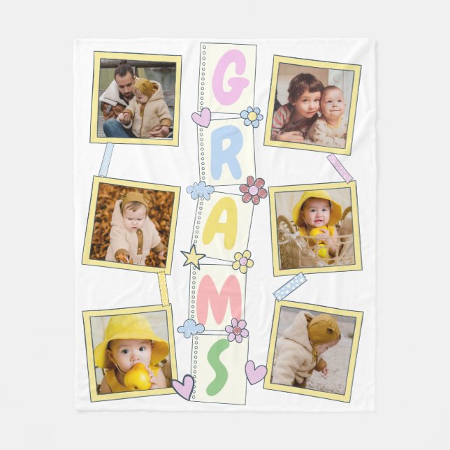 Couverture Polaire 6 Photo Collage mignon bébé rose Bleu Granny (Devant)