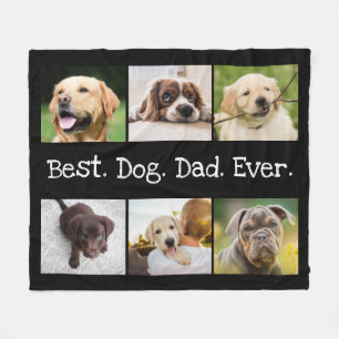 Couverture Polaire 6 Photo Meilleur Chien Papa Jamais Collage noir et
