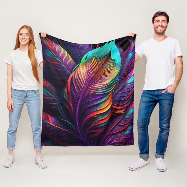 Couverture Polaire 70s 60s Psychedelic Feathers  (En situation)