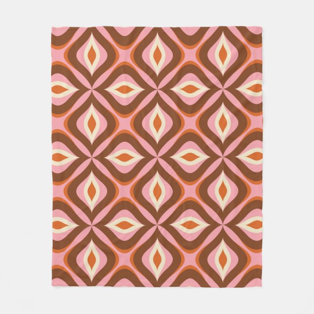 Couverture Polaire 70s Retro Seamless Pattern in Orange,  Brown,  Pin (Devant)