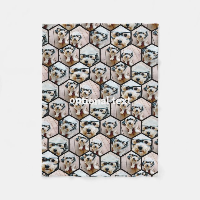 Couverture Polaire 7 Photo Collage - motif hexagone funky noir (Devant)