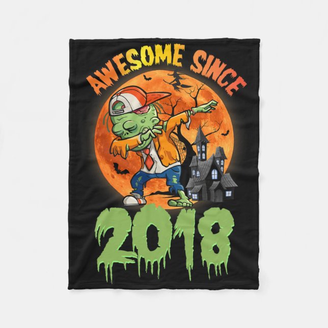 Couverture Polaire 7e anniversaire Halloween Dabbing Zombie Awesome S (Devant)