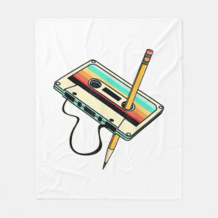 Couverture Polaire 80s Cassette Tape Pencil 1980s Retro Vintage Throw
