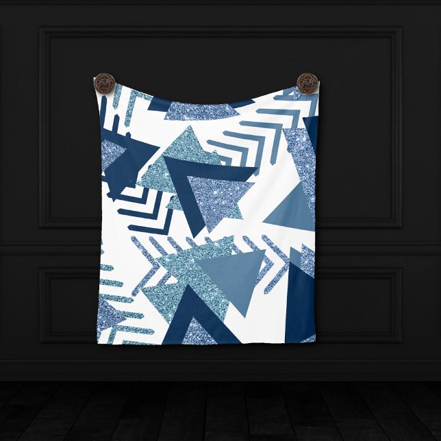 Couverture Polaire 80s Luxe Abstrait | Turquoise et bleu marine (Créateur téléchargé)