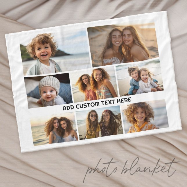 Couverture Polaire 8 Collage de photos 1 ligne de texte -- CAN Modifi (Custom Photo Blanket with Lots of Photos)