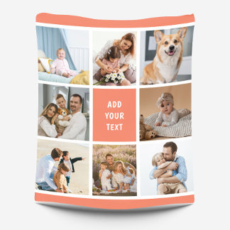 Couverture Polaire 8 Photo Famille Collage Coral Peach Custom