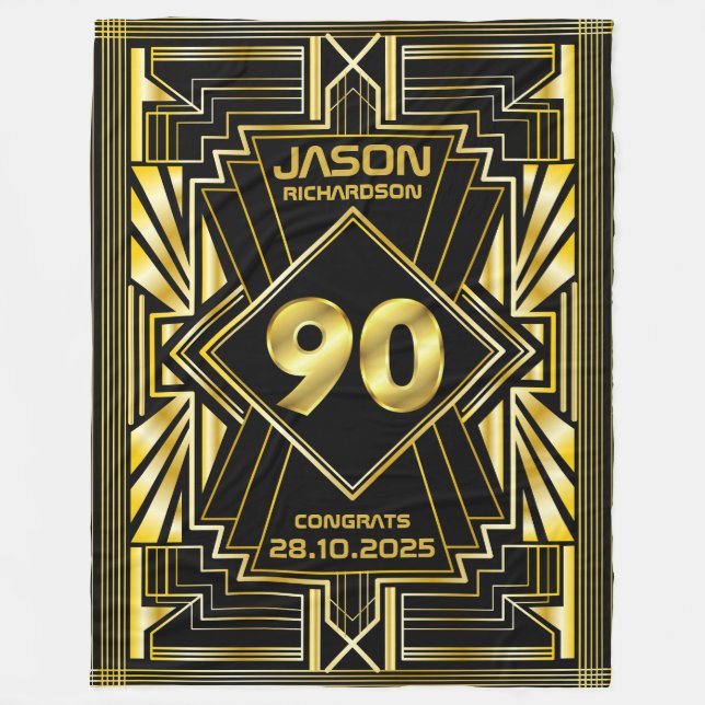 Couverture Polaire 90e anniversaire Art Déco Gold Black Great Gatsby (Devant)