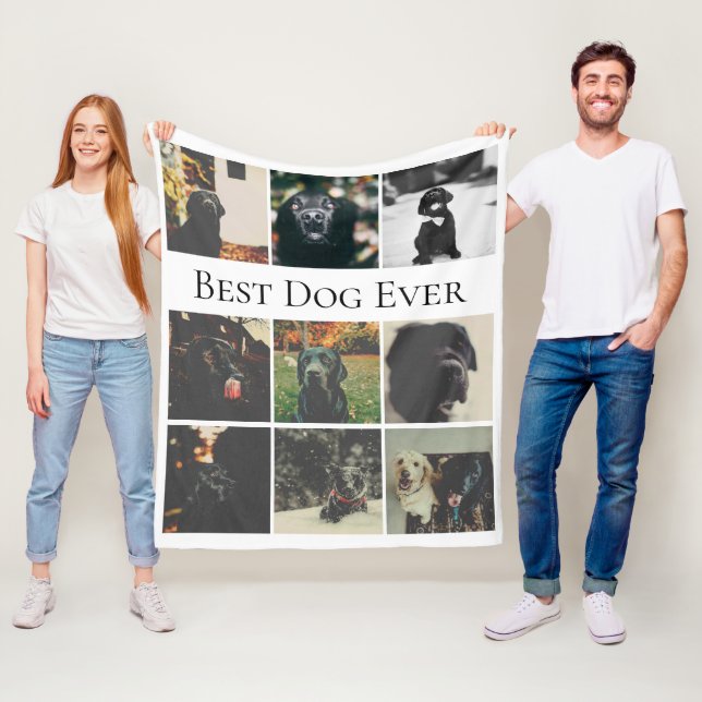 Couverture Polaire 9 Collage photo Personnalisé Meilleur Chien Jamais (En situation)